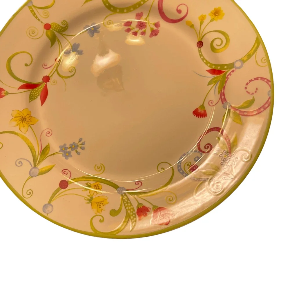 Pier 1 Lyda Dinner Plate Floral Scroll Dolomite‎ China 10.75”